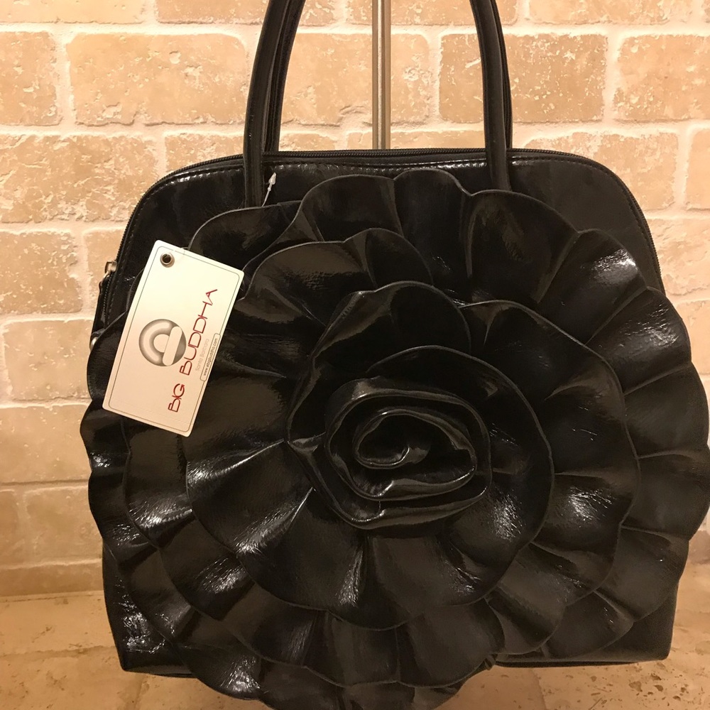 Big Buddha black patent leather handbag